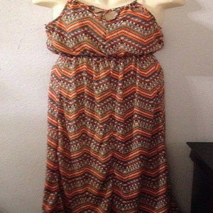 (SOLD) Multicolored Chevron Sleeveless Maxi Dress